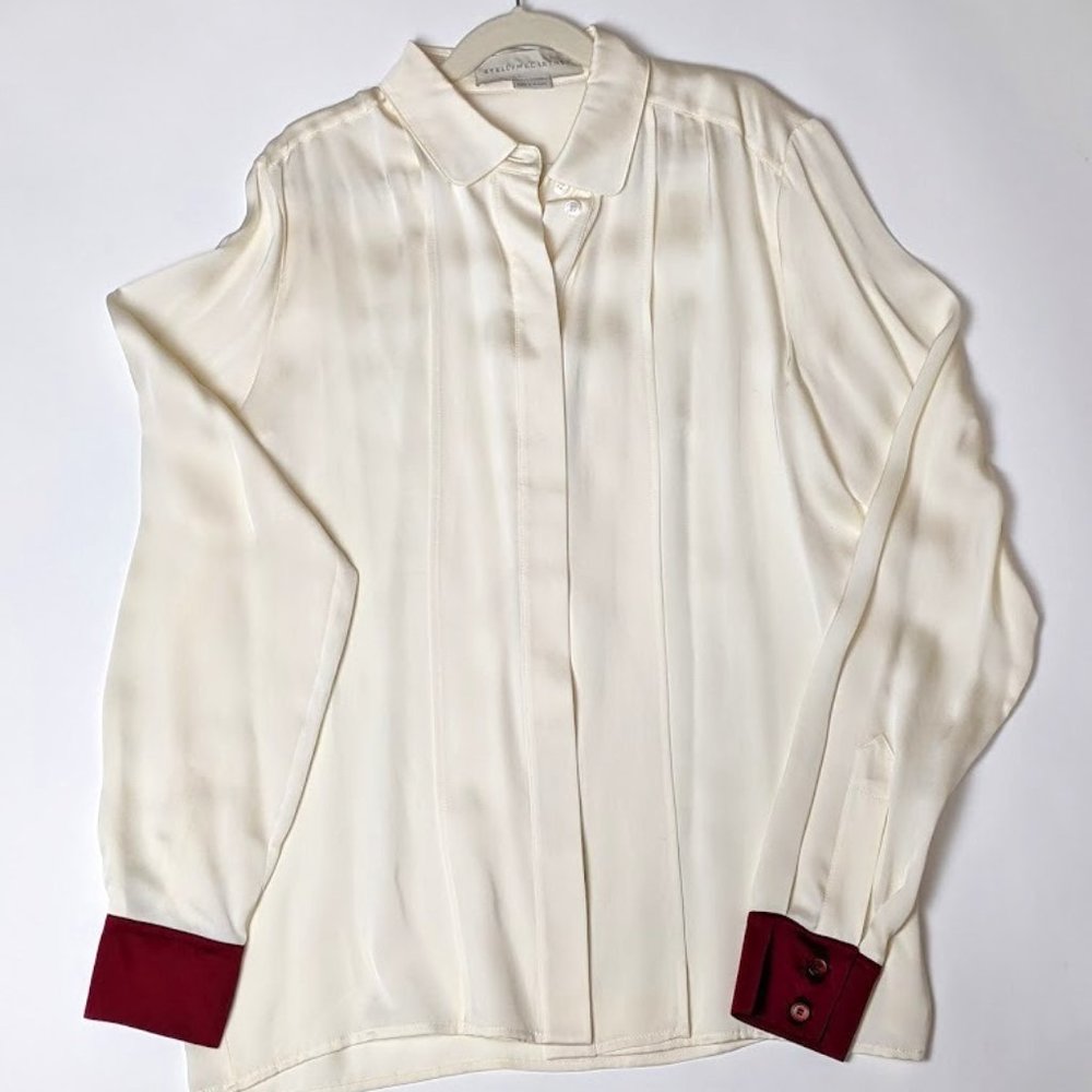 Stella McCartney Ivory and Burgundy Silk Blouse